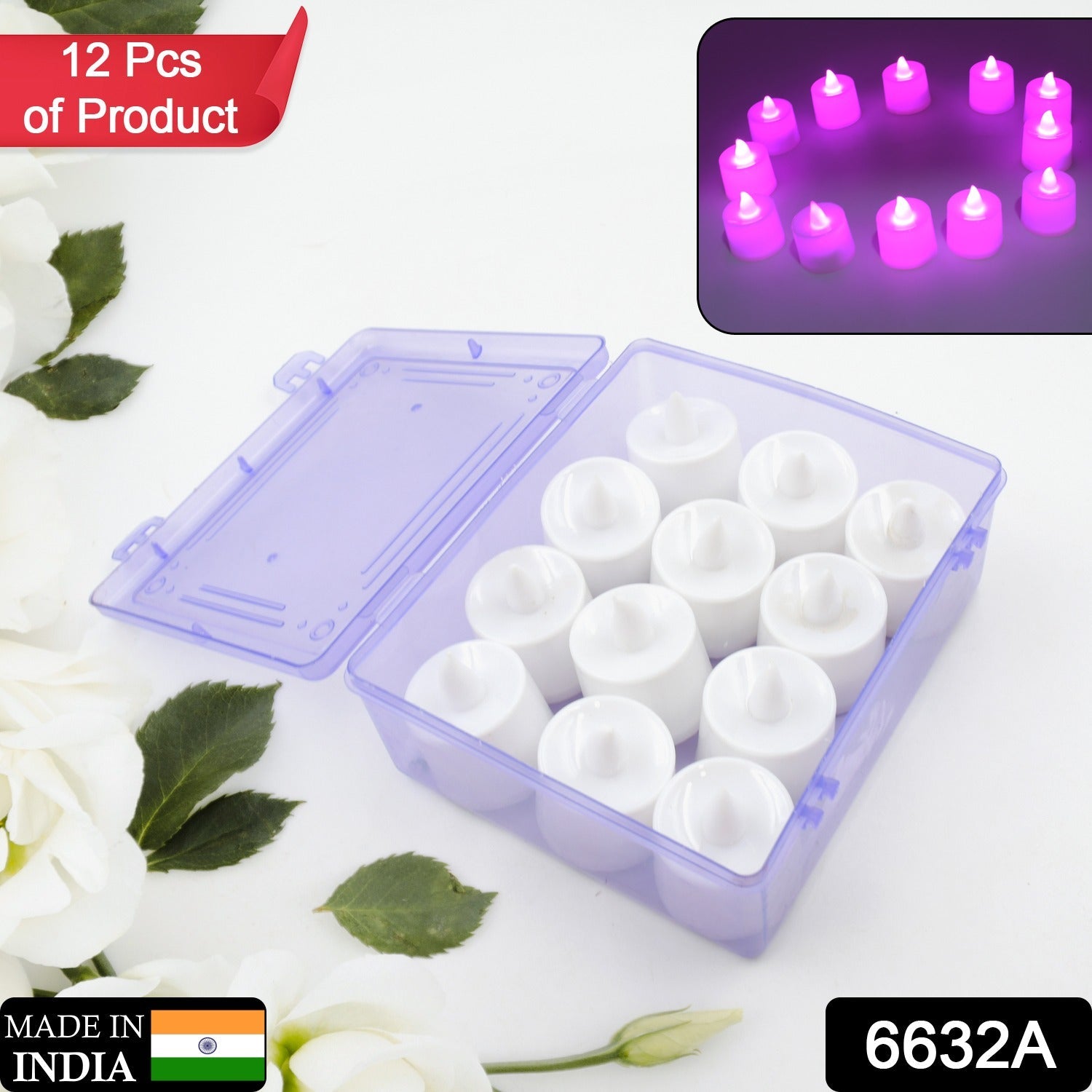 6632A Pink Flameless LED Tealights, Smokeless Plastic Decorative Candles - Led Tea Light Candle For Home Decoration (Pack Of 12pc) ( Diya , Divo , Diva , Deepak , Jyoti) 6632A Pink Flameless LED Tealights, Smokeless Plastic Decorative Candles - Led Tea Light Candle For Home Decoration (Pack Of 12pc) ( Diya , Divo , Diva , Deepak , Jyoti)